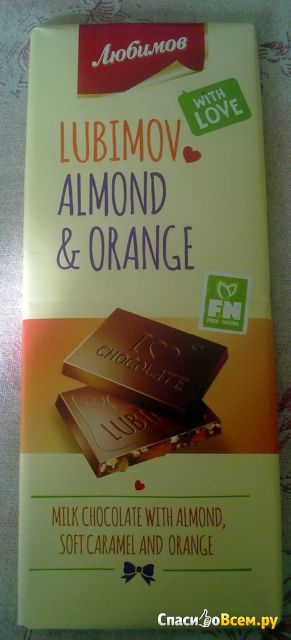 Шоколад "Любимов" Lubimov Almond and orange