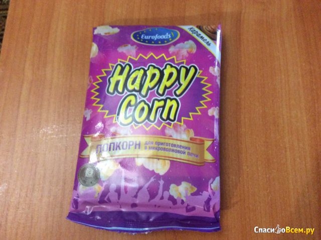 Попкорн для приготовления в микроволновой печи Eurofoods "Happy Corn" карамель