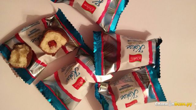 Кокосовые конфеты "Кокос с миндалём в шоколадной глазури" Виваль