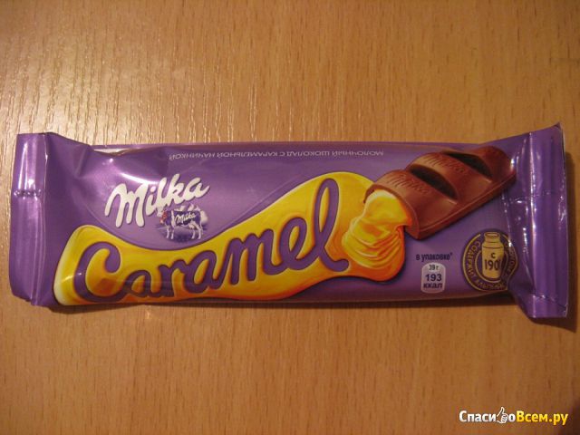 Шоколад Milka Caramel молочный батончик с карамельной начинкой