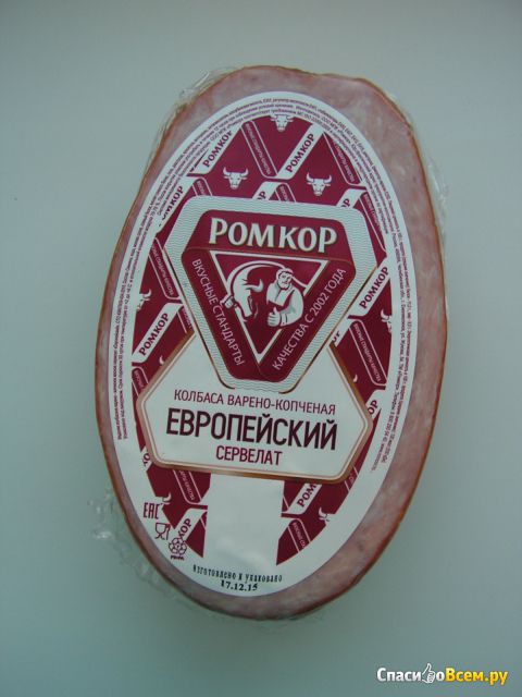 Колбаса варено-копченая «Европейский сервелат» Ромкор
