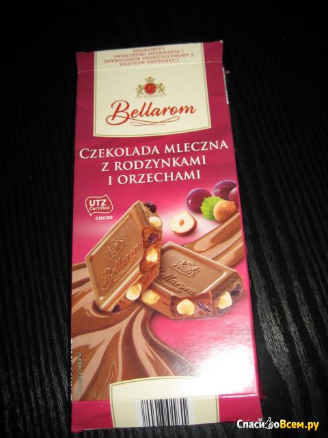 Молочный шоколад Bellarom с изюмом и орехами
