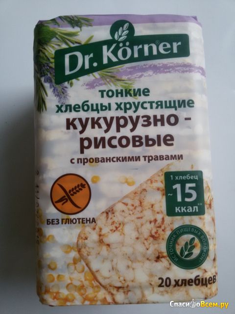 Тонкие хлебцы хрустящие Dr. Korner кукурузно-рисовые с прованскими травами
