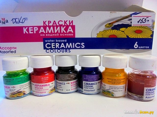 Краски керамика на водной основе Гамма "Deko" Ассорти 6 цветов