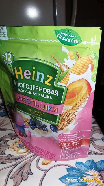 Детская многозерновая молочная каша Heinz "Любопышки" Слива, абрикос, черника