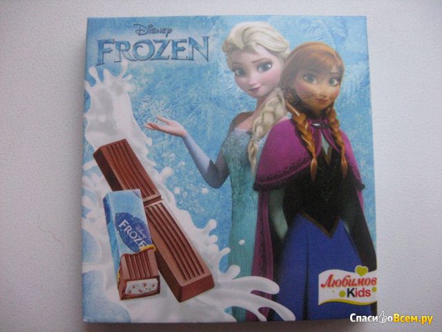 Молочный шоколад Любимов Kids Disney Frozen с йогуртовой начинкой и вкусом клубники