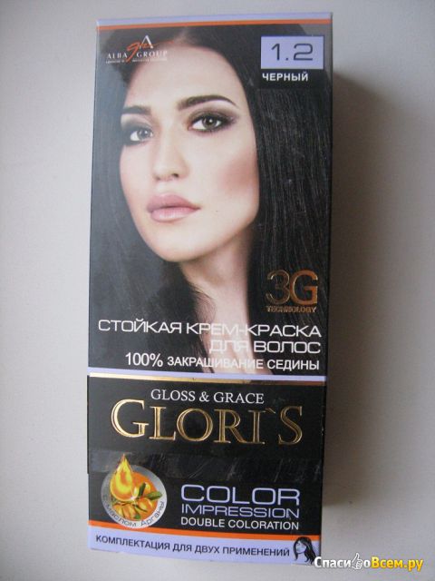 Стойкая крем-краска для волос Gloss & Grace «Glori’s» Color Impression Double Coloration 1.2 Черный