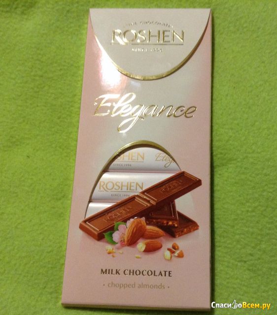 Шоколад "Elegance" Roshen Темный молочный с дробленым миндалем
