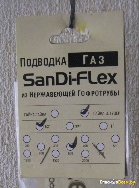 Подводка Газ SanDi-Flex из нержавеющей гофротрубы