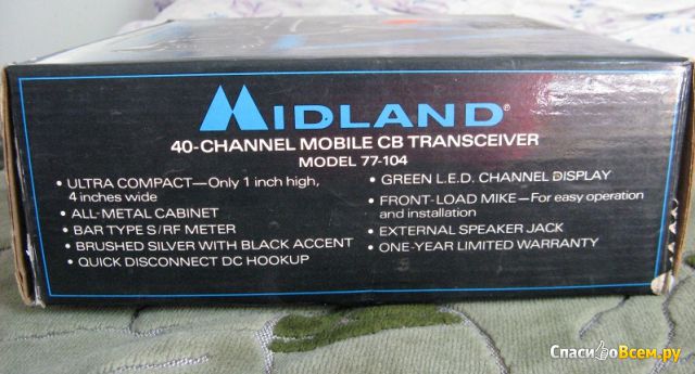 Рация Midland 40-Channel Mobile CB Transceiver Model 77-104