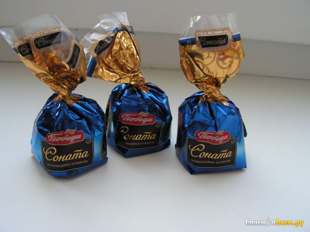 Шоколадные конфеты "Победа" Соната с лесным орехом и ореховым кремом