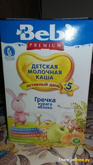 Детская молочная каша Bebi Premium "Гречка, курага, яблоко"