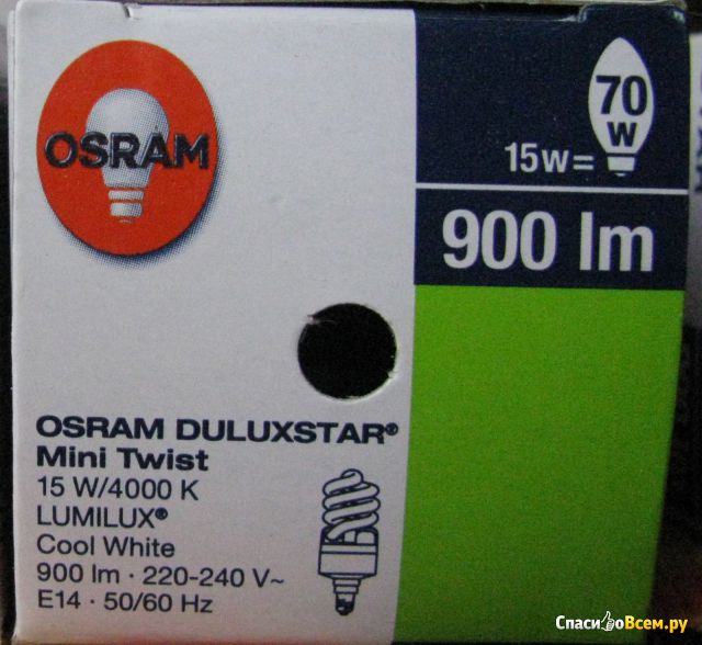 Энергосберегающая лампочка Osram Duluxstar Mini Twist 15W / 4000K Lumilux Cool White.
