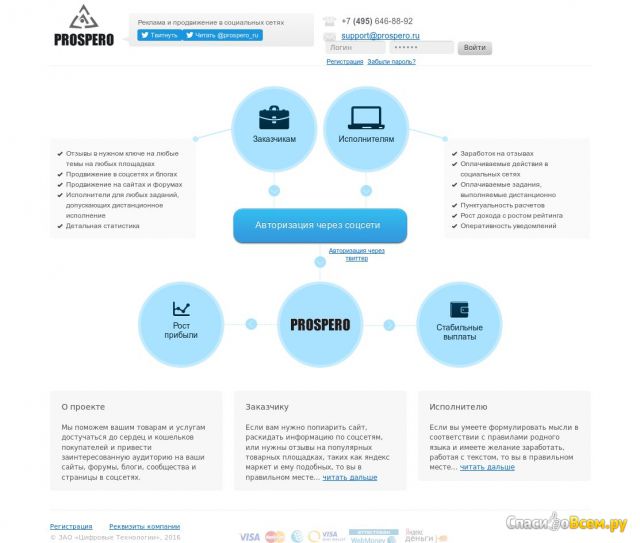Сайт Prospero.ru