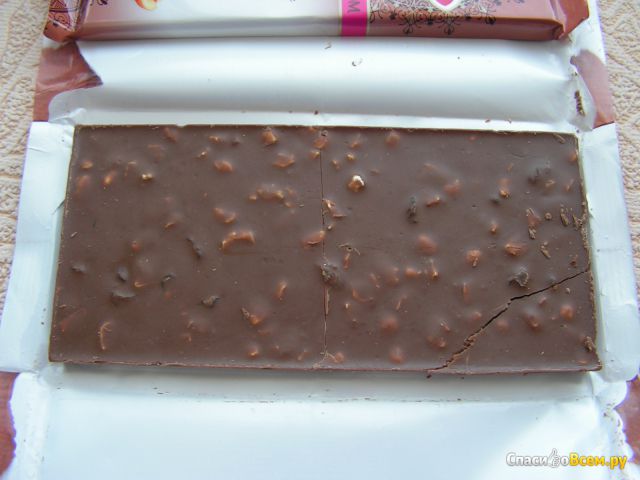 Молочный шоколад "Яшкино" с фундуком и изюмом