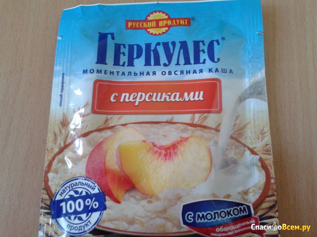 Моментальная овсяная каша "Геркулес" с персиками Русский продукт