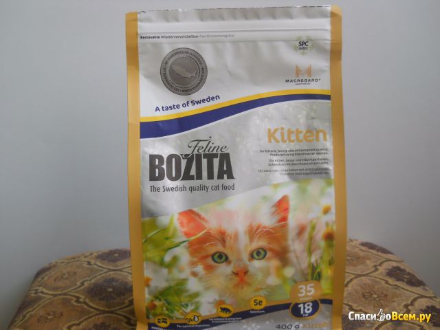 Сухой корм для котят Bozita Kitten 35/18 для котят с курицей, лососем и рисом