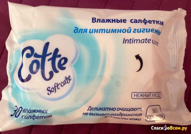 Влажные салфетки для интимной гигиены Cotte Softcare Intimate Care