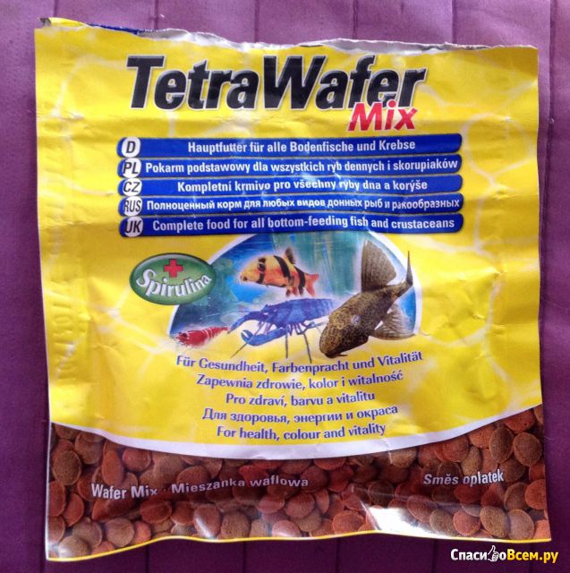 Полноценный корм для любых видов донных рыб и ракообразных Tetra TetraWafer Mix +Spirulina