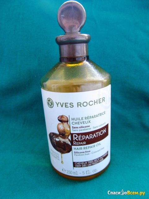 Восстанавливающее масло для волос Yves Rocher с Бабассу, жожоба и макадамией
