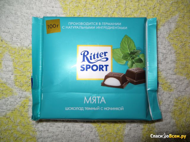 Шоколад Ritter Sport Pfefferminz с перечной мятой