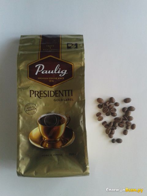 Кофе Paulig Presidentti Gold Label в зёрнах