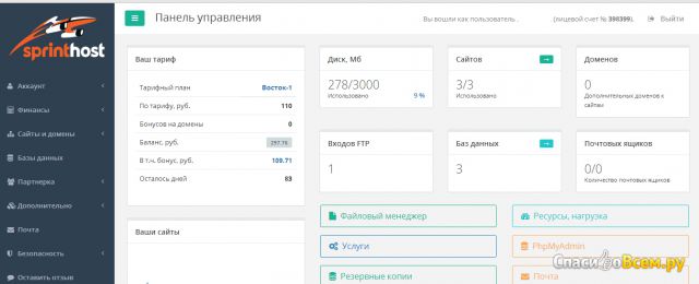 Онлайн-сервис sprinthost.ru