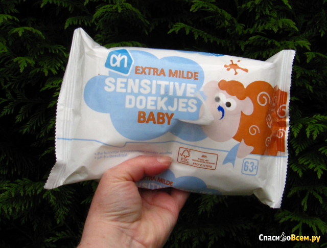 Влажные детские салфетки для чувствительной кожи Albert Heijn Sen­si­ti­ve Doekjes Baby