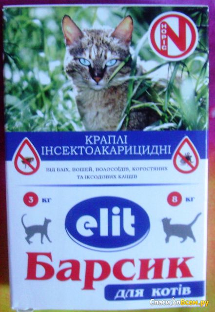 Капли инсектоакарицидные Барсик Elit Норис для котов