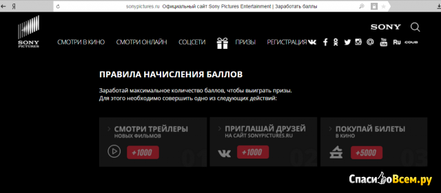 Сайт Sonypictures.ru
