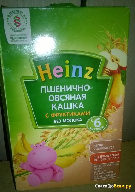 Каша Heinz пшенично-овсяная с фруктиками без молока