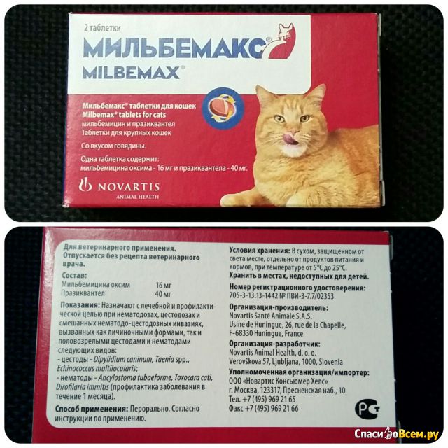 Таблетки для взрослых кошек Novartis Milbemax со вкусом говядины
