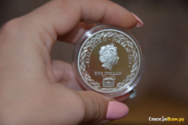 Серебряная монета 1$ "Год лошади. Инь-Янь" Банк Токелау 2014 г.
