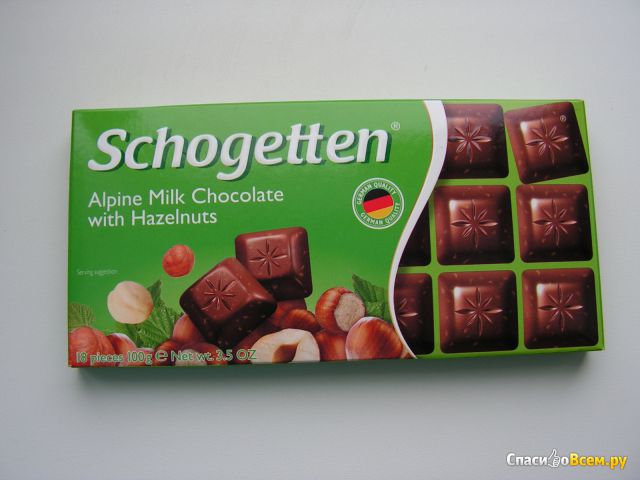 Шоколад "Trumpf" Schogetten Alpine Milk Chocolate with Hazelnuts