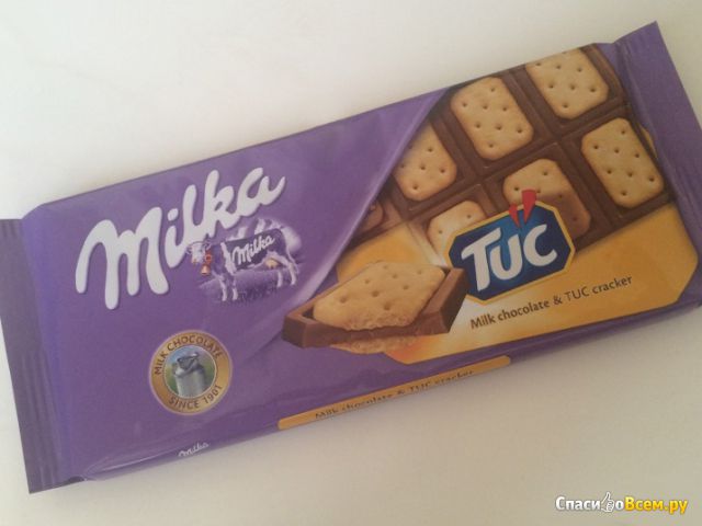 Молочный шоколад «Milka» с соленым крекером «Tuc»