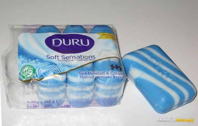 Туалетное мыло Duru 1+1 "Морские минералы + крем"