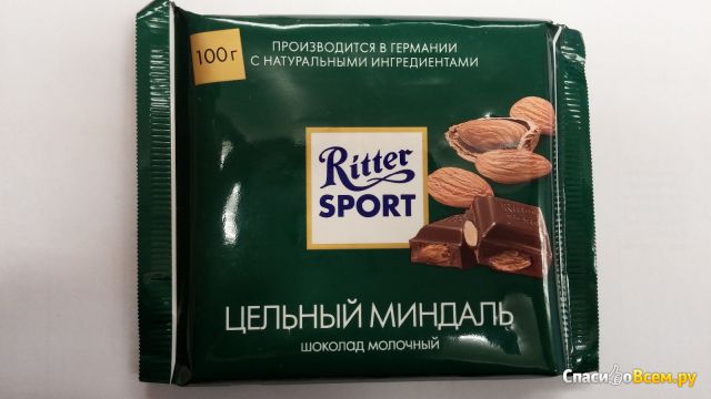 Шоколад молочный Ritter Sport Цельный миндаль