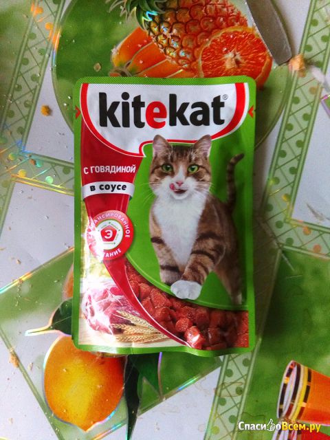 Влажный корм для кошек "Kitekat" с говядиной в соусе