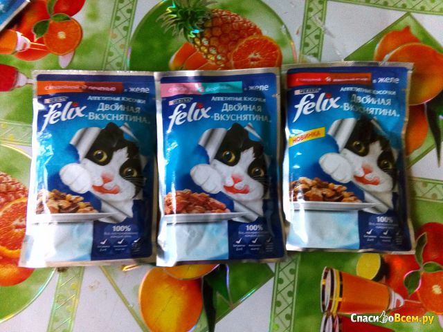 Влажный корм для кошек "Felix" двойная вкуснятина с ягненком и курицей в желе