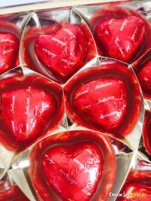 Конфеты "Любимов"15 Шоколадных сердечек. Молочный шоколад и пралине