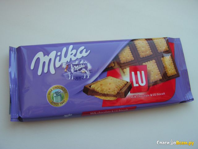 Молочный шоколад Milka с печеньем "Lu"