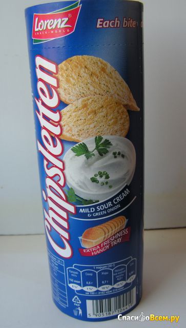 Картофельные чипсы Lorenz "Chipsletten" со вкусом сметаны и зеленого лука