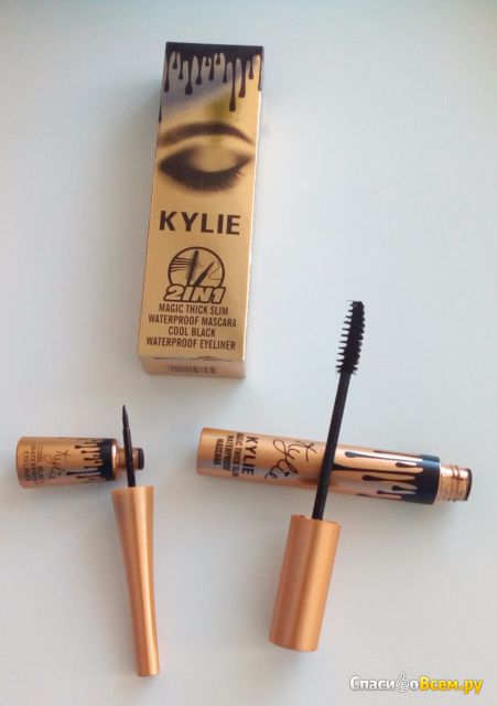 Набор Kylie Cosmetics 2 in1 magic thick slim waterproof mascara cool black waterproof eyeliner