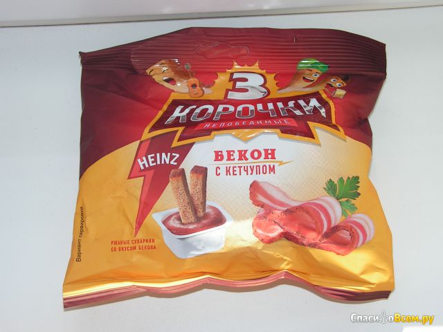 Сухарики "3 Корочки" Бекон с кетчупом Heinz
