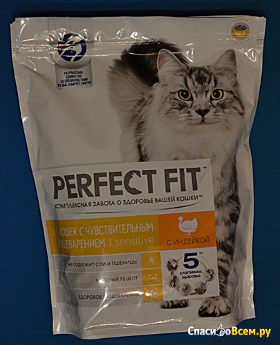 Сухой корм Perfect Fit Sensitive для кошек с чувствительным пищеварением с индейкой