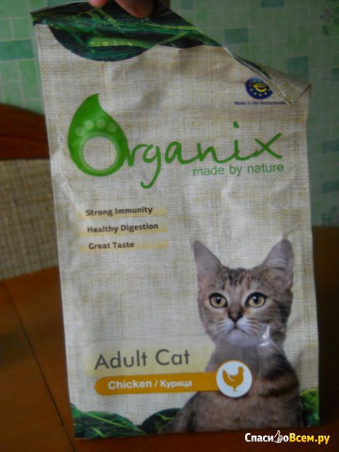 Сухой корм для взрослых кошек Organix с курицей