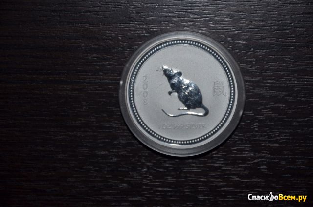 Серебряная монета 1$ "Восточный гороскоп - Год крысы" Банк Австралии 2007 г.