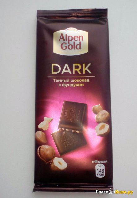 Шоколад Alpen Gold dark Темный с фундуком