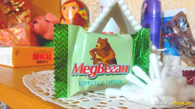 Конфеты шоколадные Мишкино "Медвеган" арахис в мягкой карамели