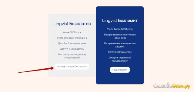 Сайт для изучения английского языка lingvist.com